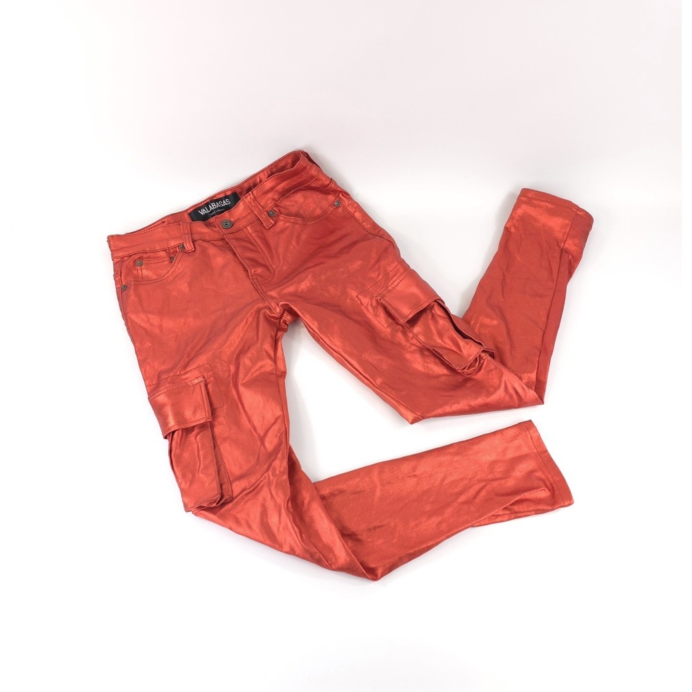 Valabasas Men's Size 30 Red Cozart Wax Stretch Cargo Denim Thick Jeans